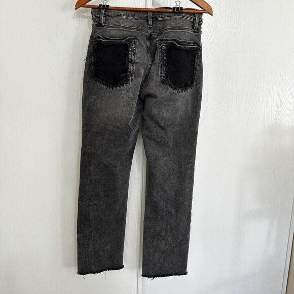 Frame Women's Jeans Dark Wash Gray Le High Straight Sz 30W Frayed Distressed - Picture 4 of 11